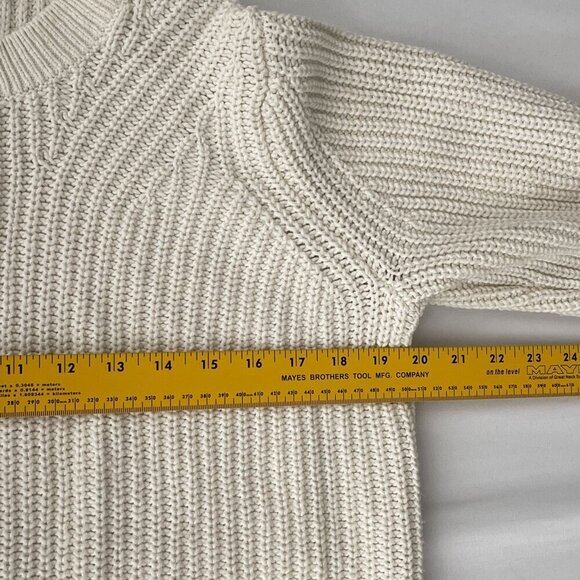 Banana Republic Chunky Knit Long Sleeve Sweater Boxy Pullover‎ Top White Women M - Picture 8 of 11